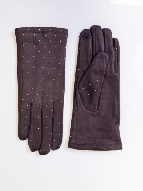 Brūni cimdi ar kristāliem