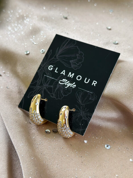 Apzeltīti lāses formas auskari ar kristāliem