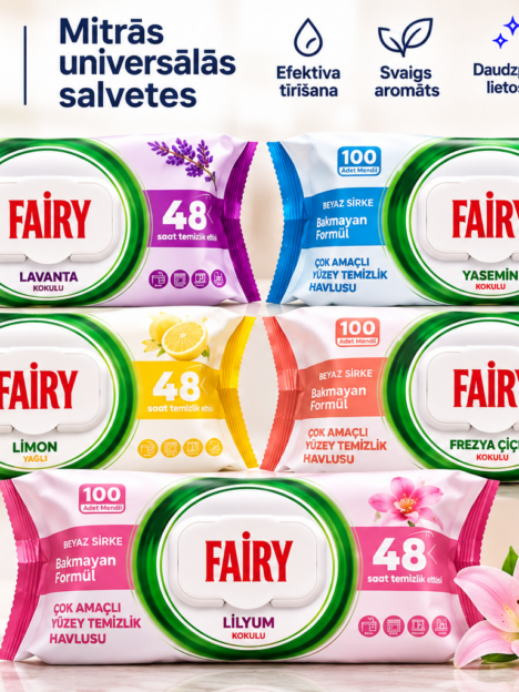 Fairy universālās mitrās tīrīšanas salvetes, 100 gab.