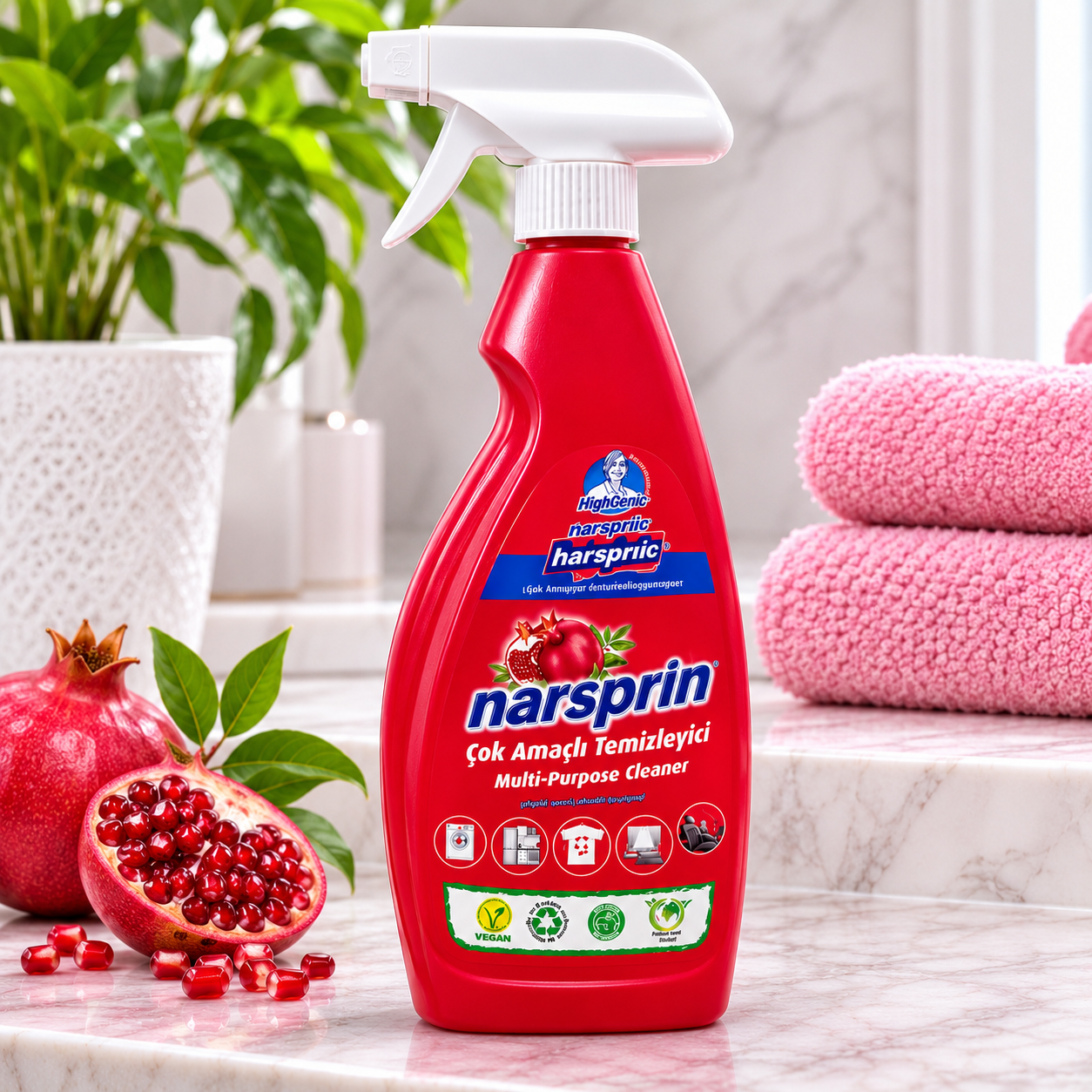 HighGenic Narsprin – universāls tīrīšanas līdzeklis ar granātābolu aromātu, 750 ml - Image 1